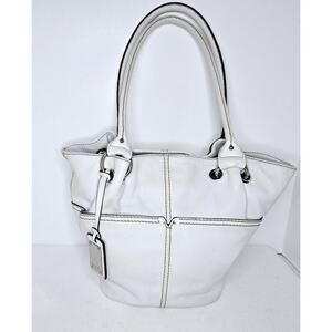 TIGNANELLO White Soft Pebble Leather Shoulder Bag Handbag Multi-pocket